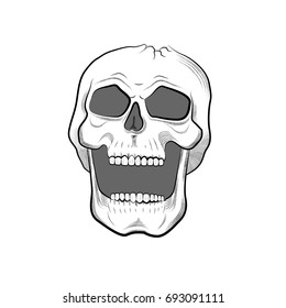 Skull isolated on white background. Vector image. line art style. tattoo graphic.