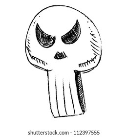 Skull isolated on white. Hand drawing sketch vector illustration