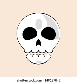 skull isolated, simple, loose jaw, on light background