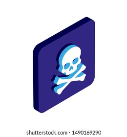 skull isometric 3d vector icon blue