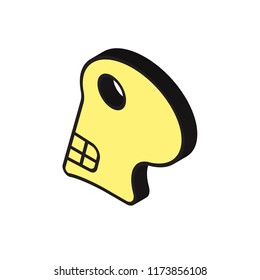 Skull isometric left top view 3D icon