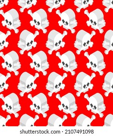 Skull isometric pattern seamless. Skeleton head abstract background. vector texture