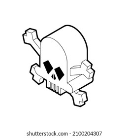 Skull isometric. Skeleton head abstract. vector illustration