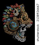 skull jaguar aztec mexico graphic design