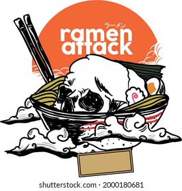Skull Japan Ramen Vector Design