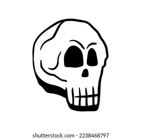 Skull jaw line art design vector. Hand drawn character symbol. 