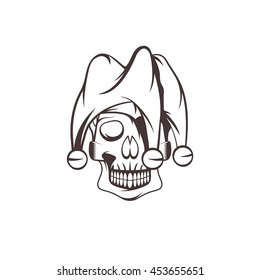 skull in jester cap vector design template