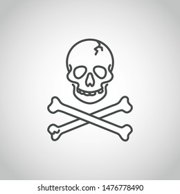Skull, jolly roger, poison, piracy sign, danger sign, icon vector