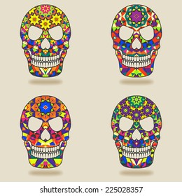 skull with kaleidoscope pattern - vector illustration. eps 10