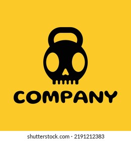skull kettlebell gym vector logo design
