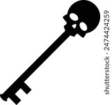 Skull key icon. Skull key for hidden treasure symbol. Skeleton sign. flat style.