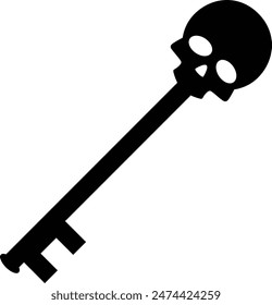 Skull key icon. Skull key for hidden treasure symbol. Skeleton sign. flat style.