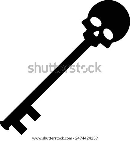 Skull key icon. Skull key for hidden treasure symbol. Skeleton sign. flat style.