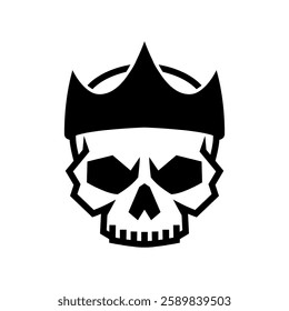 Skull with king crown. Design element for logo, label, sign, emblem. Vector illustration