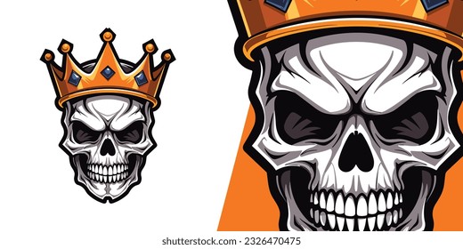 Skull King with Crown: Sports and E-Sports Logo Mascot for Winning Gaming Teams