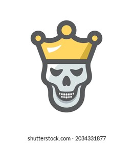 Skull King Crown Vector icon Cartoon illustration.