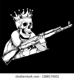 skull king handling gun vector