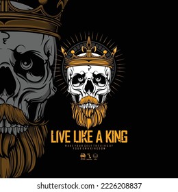 SKULL KING ILLUSTRATION WITH A BLACK BACKGROUND
