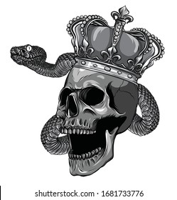 skull king with snake vector illustration design