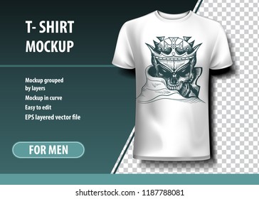 Skull King. T-Shirt template, fully editable.