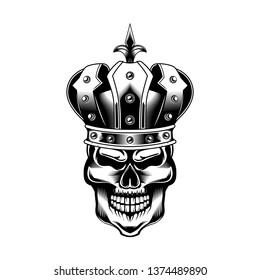 Skull King vector illustration art drawing - skull in crown isolated vector illustration - Vector
