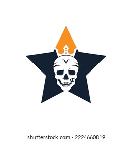 Skull king vector logo design template. Dark king logo design concept.	
