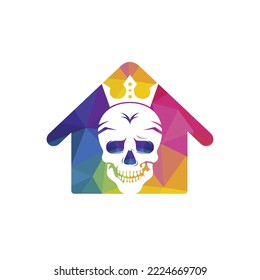 Skull king vector logo design template. Dark king logo design concept.	