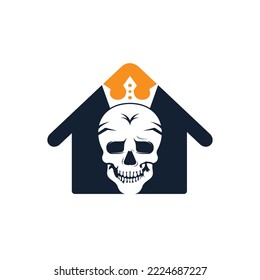 Skull king vector logo design template. Dark king logo design concept.	