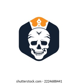 Skull king vector logo design template. Dark king logo design concept.	