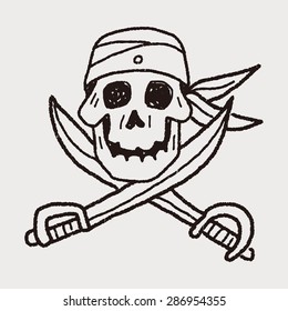skull and knife doodle