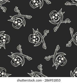 skull and knife doodle seamless pattern background