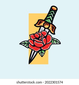 Skull and Knife Icon Illustration Modern style