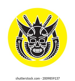 Skull and knife logo isolated on white background