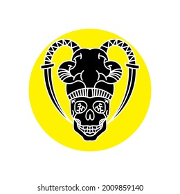 Skull and knife logo isolated on white background