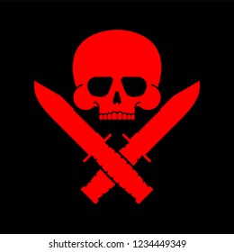 Skull and knife symbol. Army sign. Vector illustration
