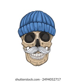 Skull in a Knitted Cap Vector illustration