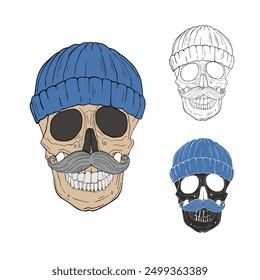 Skull in a Knitted Cap Vector illustration