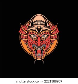skull krampus tattoo vector design