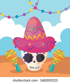 skull with the label of cinco de mayo vector illustration design