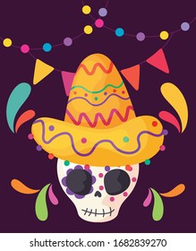 skull with the label of cinco de mayo vector illustration design