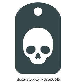 Skull Label vector icon. Style is flat symbol, soft blue color, rounded angles, white background.