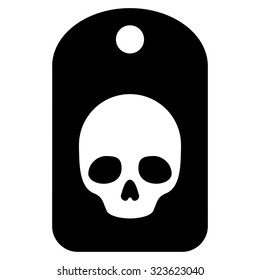 Skull Label vector icon. Style is flat symbol, black color, rounded angles, white background.