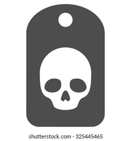 Skull Label vector icon. Style is flat symbol, gray color, rounded angles, white background.