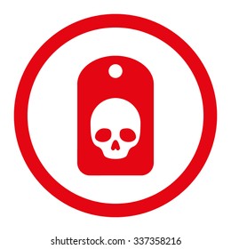 Skull Label vector icon. Style is flat rounded symbol, red color, rounded angles, white background.