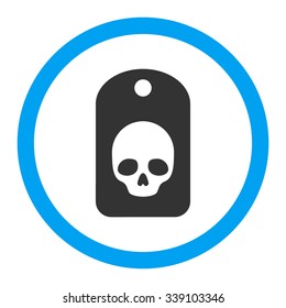 Skull Label vector icon. Style is bicolor flat rounded symbol, blue and gray colors, rounded angles, white background.