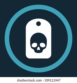 Skull Label vector icon. Style is bicolor flat rounded symbol, blue and white colors, rounded angles, dark blue background.