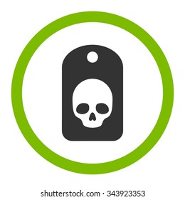 Skull Label vector icon. Style is bicolor flat rounded symbol, eco green and gray colors, rounded angles, white background.