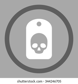 Skull Label vector icon. Style is bicolor flat rounded symbol, dark gray and white colors, rounded angles, silver background.