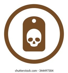 Skull Label vector icon. Style is flat rounded symbol, brown color, rounded angles, white background.