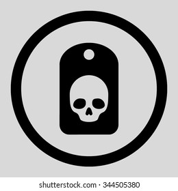 Skull Label vector icon. Style is flat rounded symbol, black color, rounded angles, light gray background.